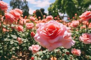 hermosa monitor de un Rosa jardín foto