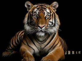 Tiger on a black background photo