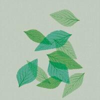 Peppermint leaves falling transparent with riso print effect vector illustration.