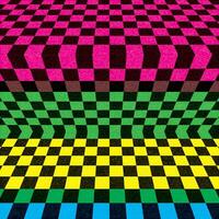 Colorful chessboard pattern with riso print effect vector illustration. Greeting card vintage printing style.