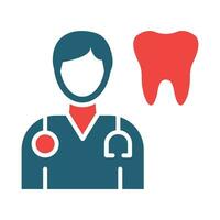 Dentist Glyph Two Color Icon For Personal And Commercial Use. vector