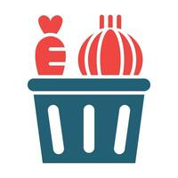 Vegetable Basket Glyph Two Color Icon For Personal And Commercial Use. vector