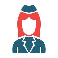 Flight Attendant Glyph Two Color Icon For Personal And Commercial Use. vector