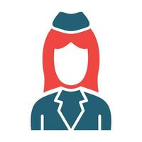 Flight Attendant Glyph Two Color Icon For Personal And Commercial Use. vector