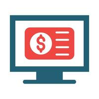 Online Payment Glyph Two Color Icon For Personal And Commercial Use. vector
