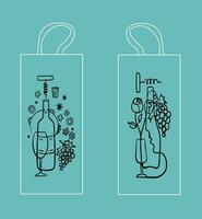 bosquejado a mano tipográfico diseño para vino bolsas. adecuado para anuncios, letreros, embalaje y identidad y web diseños vino, manojo de uvas vector