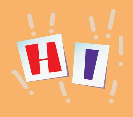 Banner, poster and sticker concept, memphis geometric style with Hi text. Icon with quote hi for banner, poster. Vector illustration