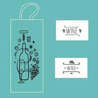 Hand-sketched typographic design for wine bags. Suitable for ads, signboards, packaging and identity and web designs. Wine, bunch of grapes vector