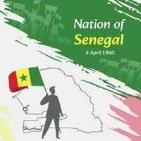 Senegal Independence Day Post Design. April 4th, the day when Senegalese made this nation free. Suitable for national days. Perfect concepts for social media posts, greeting card, cover, banner. vector