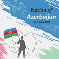 Azerbaijan Independence Day Post Design. October 18th, the day when Azerbaijanis made this nation free. Suitable for national days. Perfect concepts for social media post, greeting card, cover, banner vector