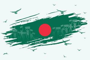 Modern Abstract Design for Bangladesh National Day. Trendy Brush Style with Flag Colors and Symbolism of Freedom. Perfect for Independence Day, Martyrs Day, Language Day, Victory Day and More. vector