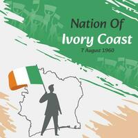 Ivory Coast Independence Day Post Design. August 7th, the day when Ivorians made this nation free. Suitable for national days. Perfect concepts for social media posts, greeting card, cover, banner. vector