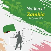 Zambia Independence Day Post Design. October 24th, the day when Zambians made this nation free. Suitable for national days. Perfect concepts for social media posts, greeting card, cover, banner. vector