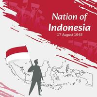 Indonesia independencia día enviar diseño. agosto 17, el día cuando indonesios hecho esta nación gratis. adecuado para nacional días. Perfecto conceptos para social medios de comunicación publicaciones, saludo tarjetas, cubiertas, bandera vector