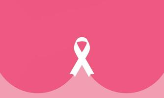 Breast cancer awareness month minimalist background. White ribbon and pink background. Vector illlustration