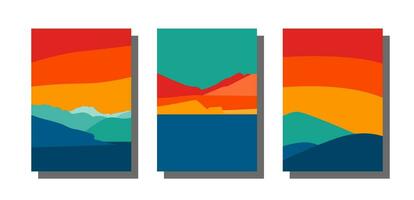 Set of abstract scenery landscape colorful background. American heritage native colorful background collection vector