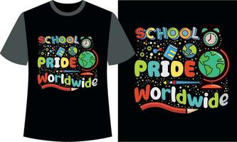 colegio orgullo en todo el mundo espalda a colegio camiseta diseño vector
