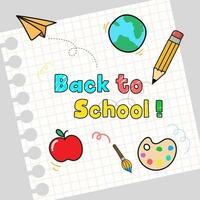 Back to school, Concept of education with hand drawn style on the paper background vector