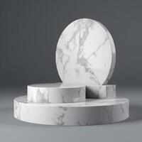 White marble podium for product advertising. photo
