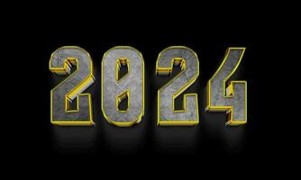 Number 2024 on a black background. 2024 text logo design. celebration footage design, banner or greeting card for Happy new year. 2024 gold and luxurious design. video