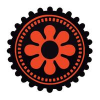 a red and black flower in a circle vector