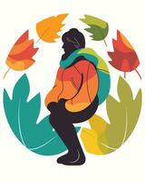 girl walking in Fall vector