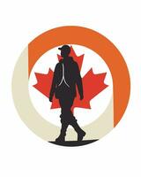 hombre caminando con canadiense bandera vector