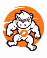 a cartoon bulldog mascot with an orange circle vector