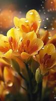 Freesia Flowers in the Morning Light. AI Generative photo