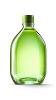 Jelly green, 3D rendering, solid color bottle. AI Generative photo