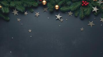 Top view of minimal christmas background with copy space. photo
