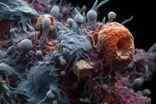 Microscopic scale mold, bacteria, Virus, cell in multiple color abstract concept, . photo