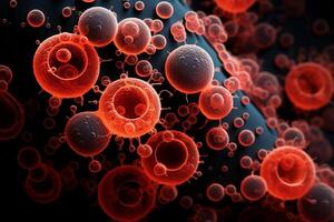 Microscopic scale mold, bacteria, Virus, cell in multiple color abstract concept, . photo
