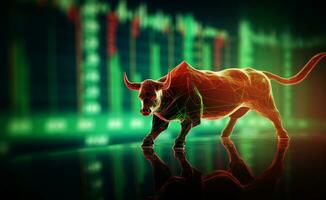 Stock bull market design concept background, AI Generated. photo