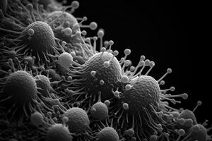 Microscopic scale mold, bacteria, Virus, cell in multiple color abstract concept, . photo