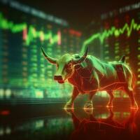 Stock bull market design concept background, AI Generated. photo