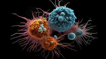 Microscopic scale mold, bacteria, Virus, cell in multiple color abstract concept, . photo