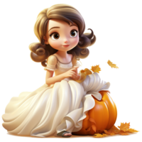 A cartoon girl in a white dress generative AI png