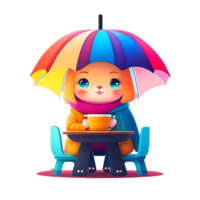Kid Girl Rainy Day Outfit AI Generated png