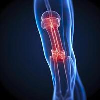 A cgi view of an inflamed joint on blue. AI Generative photo