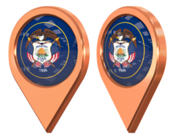 State of Utah Flag Location Icon, Isolated with Different Angled, 3D Rendering png