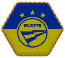 FC BATE Borisov Flag in Hexagon Shape with Gold Border, Bump Texture, 3D Rendering png