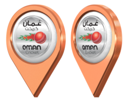 Oman nazionale cricket squadra, Oman cricket tavola bandiera Posizione icona, isolato con diverso angolato, 3d interpretazione png