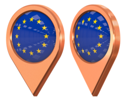 europeo Unión, UE bandera ubicación icono, aislado con diferente angular, 3d representación png