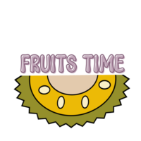 fruit tijd tekst met half gesneden jackfruit illustratie, half gesneden jackfruit clip art geïsoleerd, half gesneden jackfruit icoon, fruit illustratie, dagelijks digitaal ontwerper sticker element clip art Aan transparant png