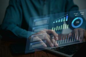 Dashboard insight Data Management System Analysis Key Performance Indicators.Business report marketing, financial organization strategy. photo