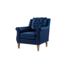 Minimalistic modern living room blue armchair Seat clipart on transparent background, Modern home decor interior Accent chair, living room furniture living room decor, Home interior Decorative element png