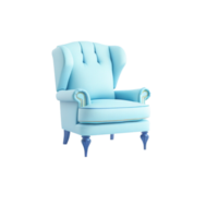 minimalistisk modern levande rum blå fåtölj sittplats ClipArt på transparent bakgrund, modern Hem dekor interiör isolerat trä- accent stol, levande rum möbel dekor, ett Sammanträde soffa eller soffa png