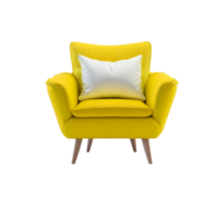 Minimalistic modern living room Yellow armchair Seat clipart on transparent background, Modern home decor interior Accent chair, living room furniture living room decor, Home interior Decorative png