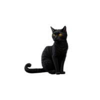 carino nero persiano gatto seduta solo clipart su trasparente sfondo, isolato gatto sedersi clipart , gratuito png